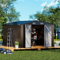 COMHOMA Shed Outdoor Storage Shed Metal,Lockable Doors Tool Sheds with Sloping Roof,Steel Garden Shed with Air Vent for Backyard,Patio,Lawn,Poolside (Brown, 10'x12') by ComHoma