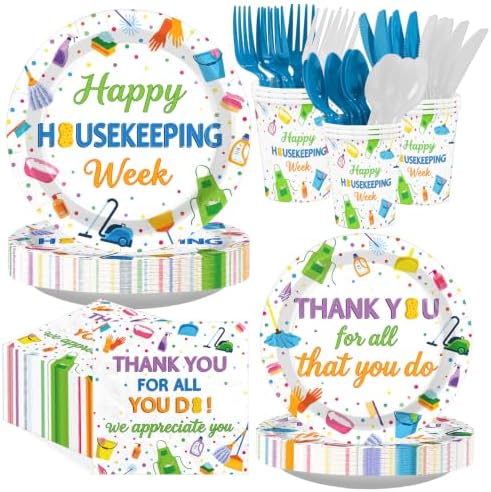 168 Pcs Happy Housekeeping Week Decorations for Housekeepers, Serves 24 by Greencian