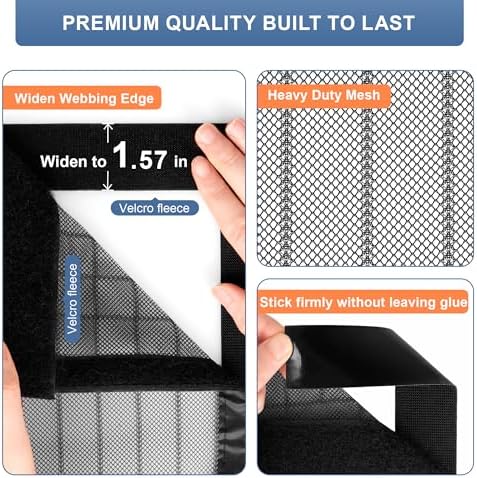 METAONLY Magnetic Screen Door Mesh, Works for Patio, Sliding Door, Keeps Bug Mosquito Out, Fresh Air Flow, Fits 30" x 80" Door - Curtain Size 32" x 82", Black with Lace - Image 6