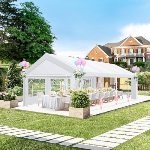 COBIZI Carport 13x26FT Party Tent Heavy Duty,Storage Shelter Shed Portable Garage withh 8 Sidewalls & Built-in Sandbags, Waterproof Wedding Canopy Gazebo Commercial Tent for Party, Camping, Patio - Image 4