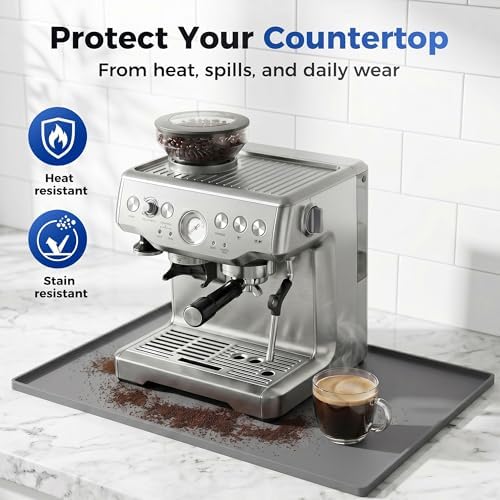 Golener Coffee Bar Mat, Silicone Coffee Mat with Raised Edges, 31.5"x16" - Image 5