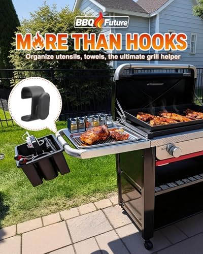4-Pack Tool Hooks for Weber Grills, Grill Tool Holder for Weber Slate Griddle, Grill Accessories for 3400519 Weber Works Side Rail, Barbecue Utensils Outdoor Hanging - Image 6