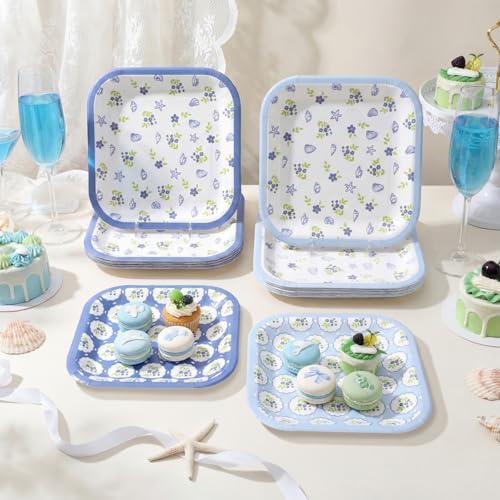 Pickmesh 100 Pcs Blue Coastal Paper Plates Bachelorette Party Tableware - Image 3