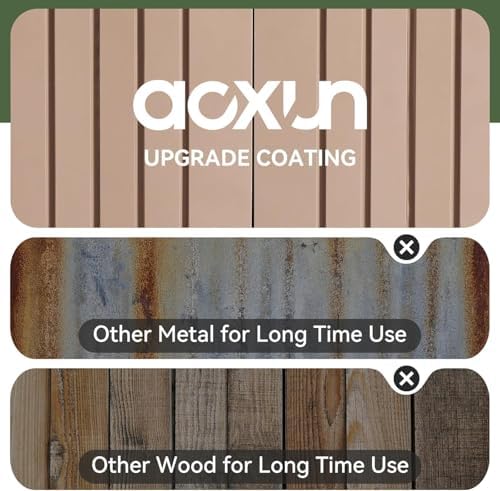 Aoxun 10x12 FT Galvanized Steel Outdoor Storage Shed with Base, Brown - Image 7