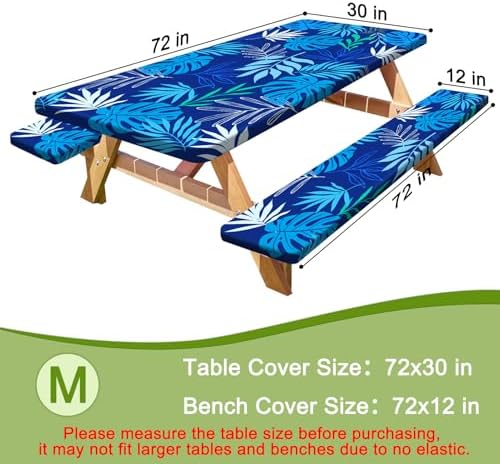 Picnic Table and Bench Cover Set, Waterproof Fitted Elastic Cloth - Image 2