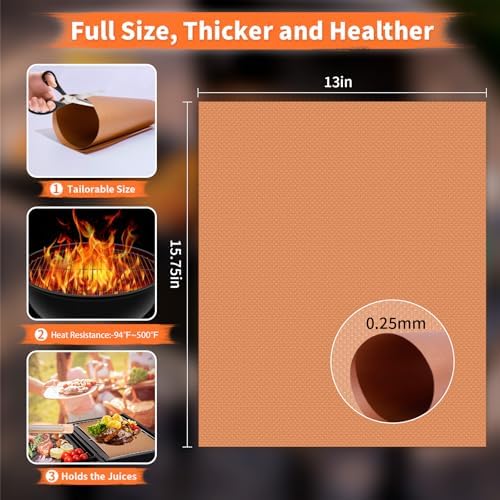 WIBIMEN Grill Mats for Outdoor Grill, Copper 9pcs Grill Mat - Image 2