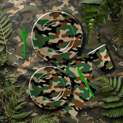 Army Military Camouflage Plates And Napkins Party Supplies, 24 Sets - Image 4