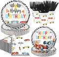 168Pcs Retro Race Car Birthday Party Decoration for Boy Serves 24 by Greencian