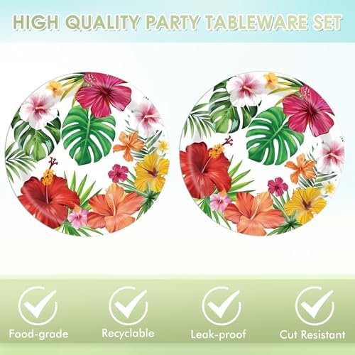 40PCS Tropical Hawaiian Hibiscus Floral Dessert Plates and Napkins Set - Image 3