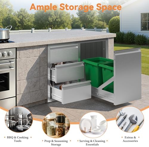 Jocisland 28-Inch Stainless Steel Outdoor Kitchen Drawer Cabinet - Image 5