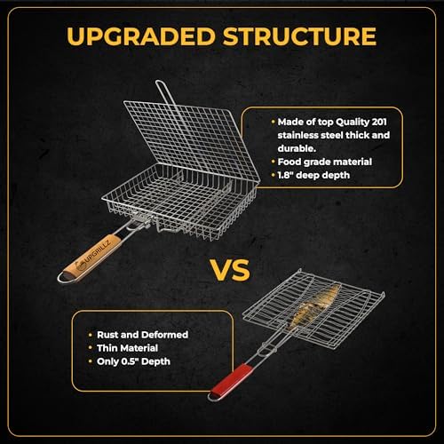 UPGRILLZ Fish Grill Baskets for Outdoor Grill Vegetables, Fish Grilling rack for Grill, BBQ Grilling Basket, Stainless steel Grill Basket for Veggies, shrimp - Image 5