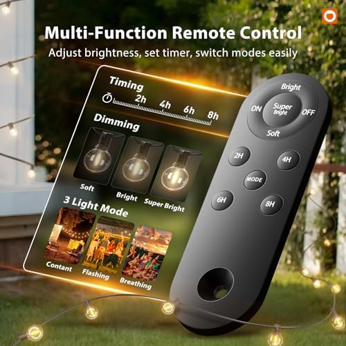 addlon 25FT 13LED Solar String Lights Outdoor Waterproof with Remote, USB - Image 4
