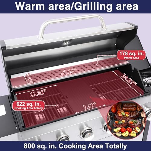6-Burner Propane Gas Grill with Side Burner - Image 3
