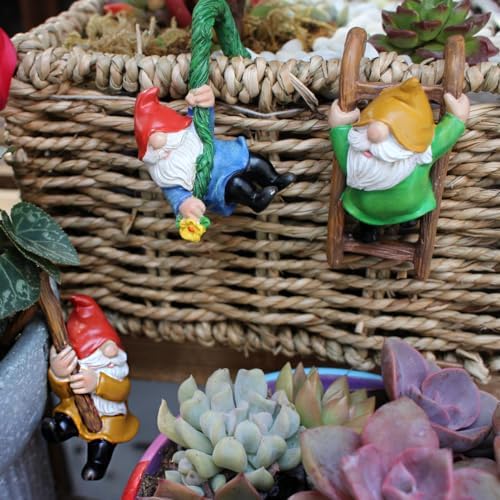 3 PCS Climbing Gnomes Tree Faces Decor Outdoor for Yard, Gnomes Statue, Outdoor Fairy Garden Resin Crafts, Flower Pot Landscape Dwarf, Micro Landscape Pendant Ornaments (3 PCS) - Image 4