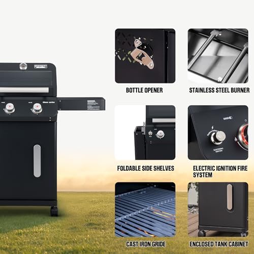 Monument Grills 2-Burner Foldable Stainless Steel Liquid Propane Gas Patio Garden Barbecue Grill with Clearview® Lid, Knob Control Mesa220 with BBQ Cover - Image 4