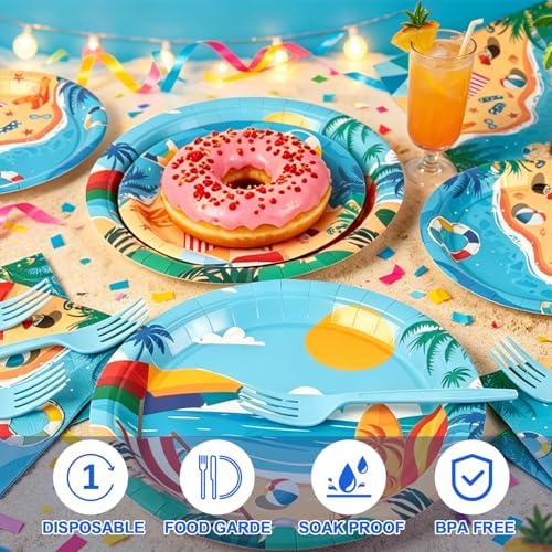 120 Pcs Beach Plates and Napkins for Summer Pool Party,Serves 24 - Image 4