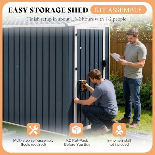 AMERLIFE 8x4 FT Lean-to Storage Shed with Lockable Door, Reinforced Frame - Image 7