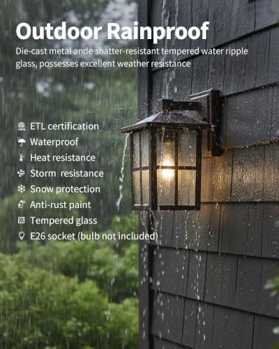 KDG Brown Outdoor Waterproof Modern Patio Wall Light Fixtures Set of 2 - Image 2
