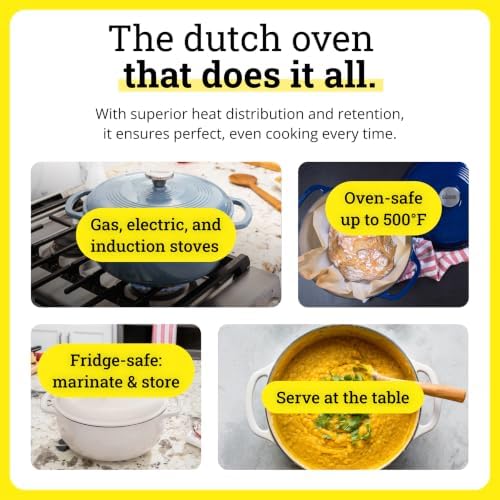 Lodge Essential Enamel Cast Iron Dutch Oven, 7.5 Quart, Oyster White - Image 4