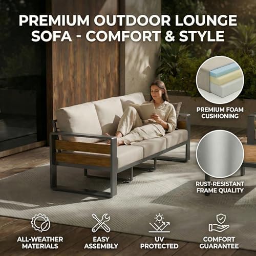 ZANDOR Aluminum Outdoor Patio Furniture Set with Table,7 Seat,Dark Gray - Image 5