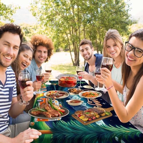 Picnic Table Cover with Bench Covers and Bag, Forest Mountain Lake Fitted Outdoor Table Covers, Camping Essentials, Windproof & Waterproof Tablecloth Cover with Elastic Edge, 3 PCS, 30x60 Inch - Image 2