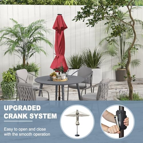 EliteShade USA 10-Year-Non-Fading 10ft Market Patio Umbrella, Commercial Grade Table Sun Umbrella with 80 Solar LED Lights, Crank Open, Windproof & UPF 50+ UV Protection for Garden, Deck, Pool, Backyard, Burgundy - Image 5