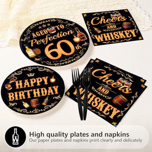 96 Pcs Whiskey 60th Birthday Whiskey Party Supplies Serves 24 - Image 3