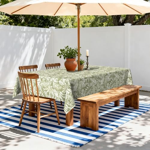 LVTXIII Rectangle Outdoor Tablecloth with Umbrella Hole and Zipper, Water-Repellent 60 x 84 Inch Patio Table Cover for Picnic, Garden, Backyard Dining, Tropical Leaf Green - Image 2