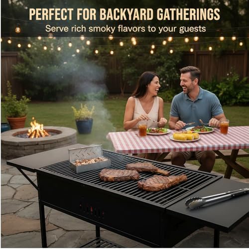 Smoker Box for Gas Grill,Wood Chip Stainless Steel Pellet Smoke Box for All Grills Oven,Hinged Lid, Heavy Duty BBQ Smoked Flavor Accessories Party for Barbecue Outdoor - Image 5