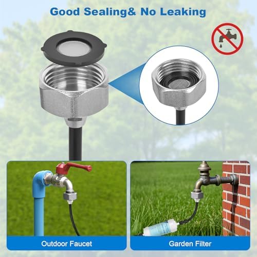 50ft/15M Misters for Outside Patio with Water Filter Misting Systems Pre-Assembled 15 Brass Mist Nozzles, Installation-Free Outdoor Misting Cooling System for Garden Waterpark Greenhouse - Image 6