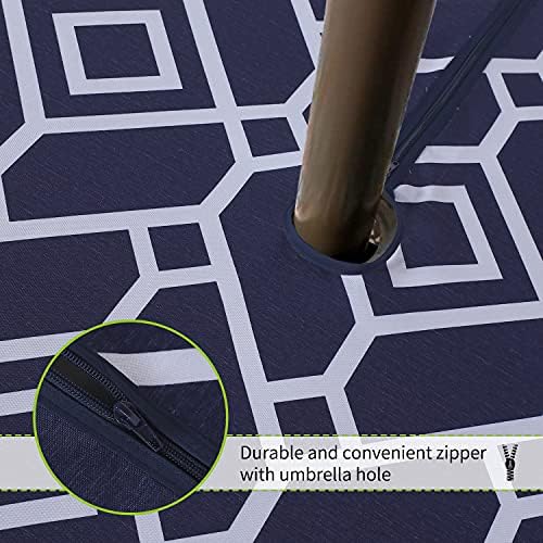 LUSHVIDA Moroccan Outdoor Tablecloth with Umbrella Hole, 60x120 Inch Navy - Image 5