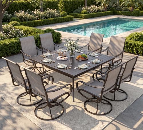 Sophia & William Outdoor Dining Set for 8 w/Square Metal Table, Grey by SophiaWilliam