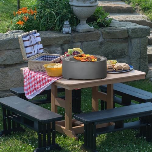 Afterglow 15 Inches Charcoal Grill Barbecue Smoker Stove Tabletop BBQ Outdoor Party for Patio Garden Backyard Decking Camping, Gray - Image 2