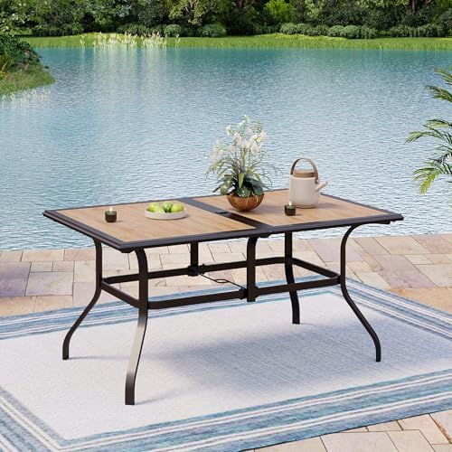 MIXPATIO Outdoor Dining Table for 6, Metal Table w/Umbrella Hole - Image 2