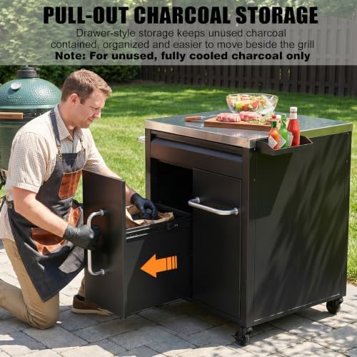 GDLF Outdoor Grill Cart, BBQ Tool Organizer with Storage - Image 6