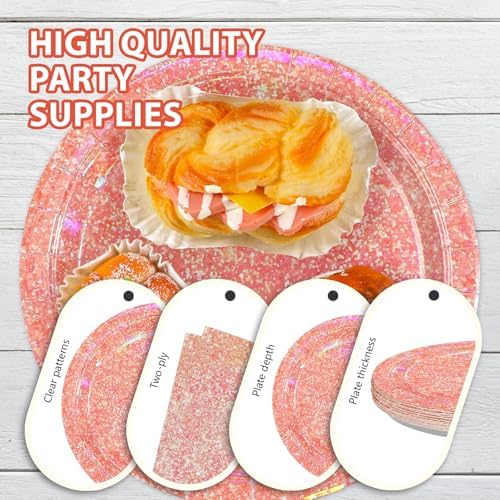 96Pcs Iridescent Rose Gold Birthday Party Decorations, Serves 24 - Image 6