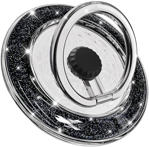 Magnetic Phone Ring Holder for MagSafe, Glitter, All Black by DATIMIRA