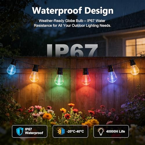 Beizelte Outdoor String Lights, 290FT RGB+IC Outside Light Dimmable Shatterproof LED Bulbs, IP67 Waterproof Chasing Effect Lighting DreamColor Patio Strip Lights for Backyard, Balcony, Outdoor Living - Image 2