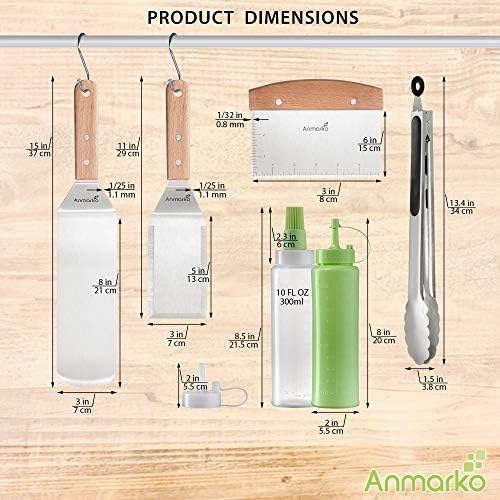 Metal Spatula Set Stainless Steel and Scraper - Professional Chef Griddle Spatulas Set of 6 - Heavy Duty Accessories Great for Cast Iron BBQ Flat Top Grill Skillet Pan - Image 6