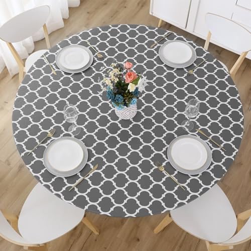 Romanstile Round Fitted Vinyl Tablecloth with Elastic Edge 100% Waterproof - Image 6