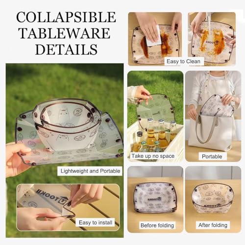 MIUPOO Collapsible Bowl Plate Cup Set,Portable Mess Kit,Food Grade Material Free Folding Plate for Lunch Family Picnic,Collapsible Set of 12, 3 Sizes. - Image 3