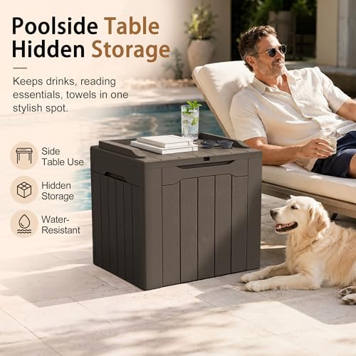 JUMMICO 31 Gallon Resin Deck Box Waterproof Outdoor Storage Boxes - Image 3