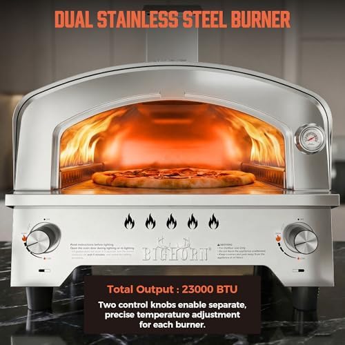 BIG HORN Gas Pizza Oven, Portable Propane Pizza Oven with 15 inch Pizza Stone, Stainless Steel Pizza Maker for Outdoor Cooking - Image 5