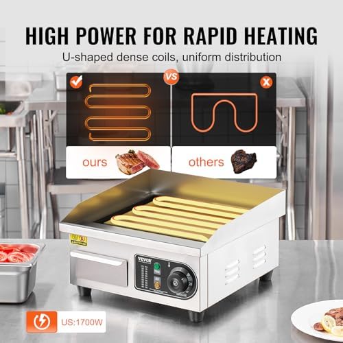 VEVOR Commercial Electric Griddle, 14", Countertop Flat Top Griddle - Image 3