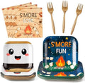 96Pcs S’Mores Camping Love Fun Campfire Party Plates Supplies - Party Tableware Decorations Disposable Paper Plates Napkin Fork for Birthday Camper Christmas Baby Shower, Serves 24 by G1ngtar