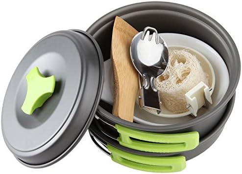 MalloMe Camping Cookware Mess Kit for Backpacking Gear – Camping Cooking Set - Camping Pots and Pans Set - Backpacking Stove/Portable Stove Compatible - Camp Kitchen Equipment Accessories Pot - Image 2