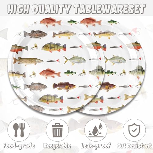 40pcs Gone Fishing Birthday Plates And Napkins Party Supplies - Fish Party Decorations Tableware, little Fisherman Fishing Birthday Baby Shower Decorations Serve 20 - Image 3