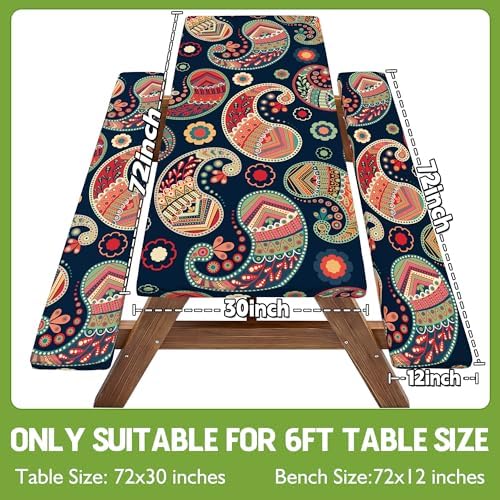 Picnic Table Cover with Bench Covers Table Cloth Tablecover Camping Essentials Camp Must Haves Camper Gear Outdoor Accessories River Water Motorhome Trailer Tent Rv Car Travel Activities Accessary Set - Image 2