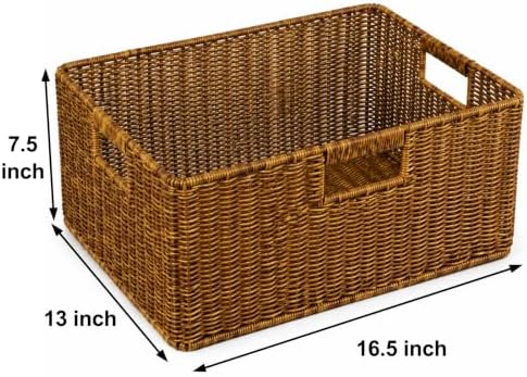 Jumbo Wicker Basket, Rectangular Wicker Basket for Storage, 16.5 x 13 x 7.5 - Image 5