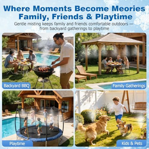 Mellbree Misters for Outside Patio 60FT/18M, Pre-Assembled Misting Cooling System with 19 Brass Nozzles & 3/4" Adapter, Outdoor Mister for Garden, Backyard, Pool, Greenhouse, Play Area, Trampoline - Image 6